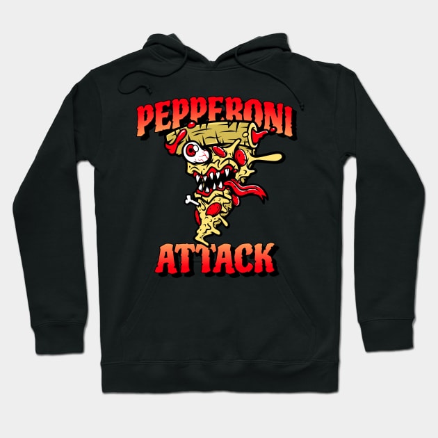 Pepperoni Attack Design Hoodie by ArtPace